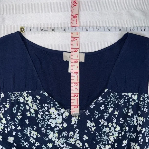 Ann Taylor Loft Floral Navy Dress Belted Sleeveless Small V-Neck - Picture 10 of 13